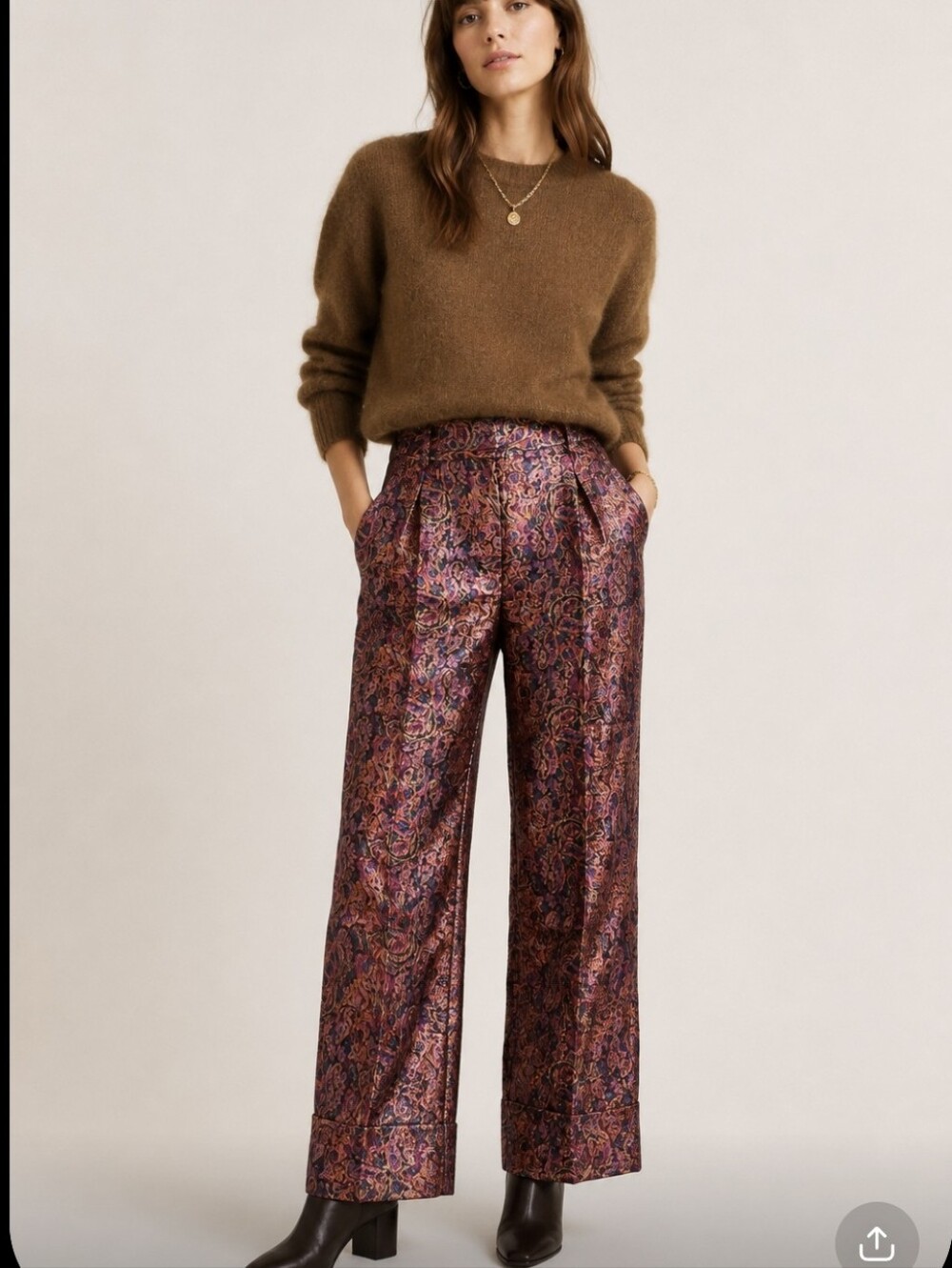 Sezane Damon Trouser Tahoma Print 38 NWT